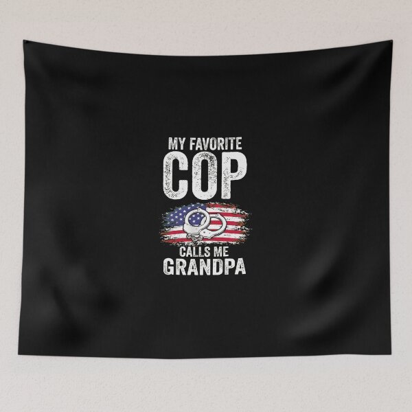 Item preview, My Favorite Cop Calls Me Grandpa American Flag Handcuffs designed and sold by rhymjqvinci.