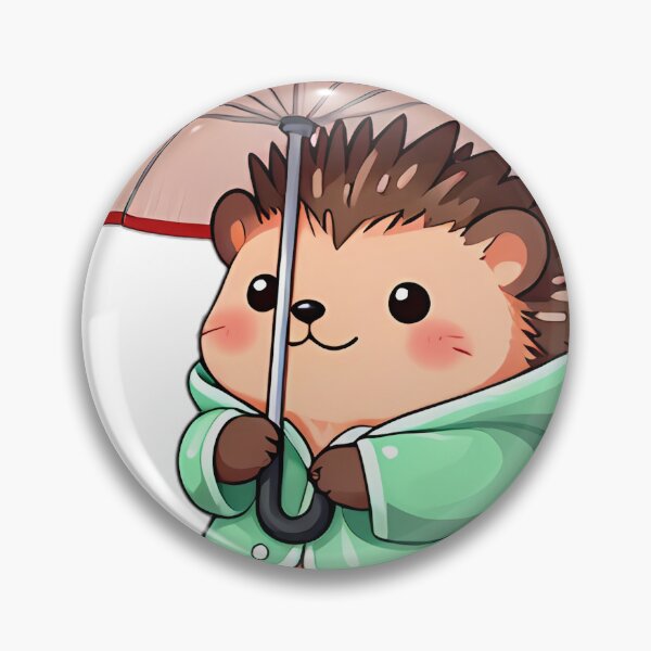 Item preview, Cute Hedgehog in Mint Raincoat with Mushroom Umbrella designed and sold by pumsquare.