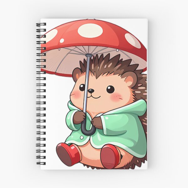 Item preview, Cute Hedgehog in Mint Raincoat with Mushroom Umbrella designed and sold by pumsquare.