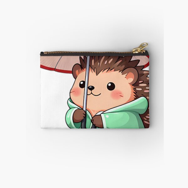 Item preview, Cute Hedgehog in Mint Raincoat with Mushroom Umbrella designed and sold by pumsquare.