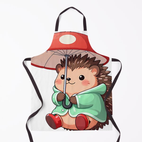 Item preview, Cute Hedgehog in Mint Raincoat with Mushroom Umbrella designed and sold by pumsquare.