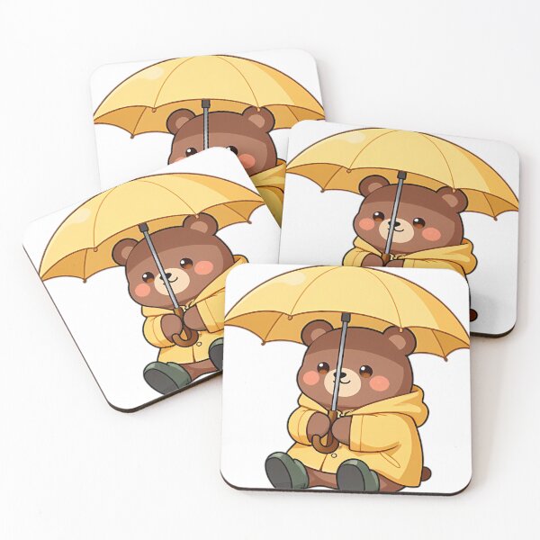 Item preview, Cute Bear Cub in Honey Yellow Raincoat and Green Boots designed and sold by pumsquare.