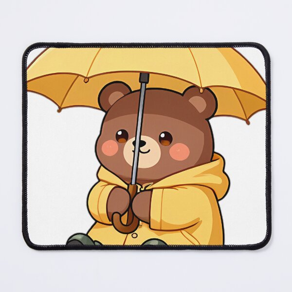 Item preview, Cute Bear Cub in Honey Yellow Raincoat and Green Boots designed and sold by pumsquare.