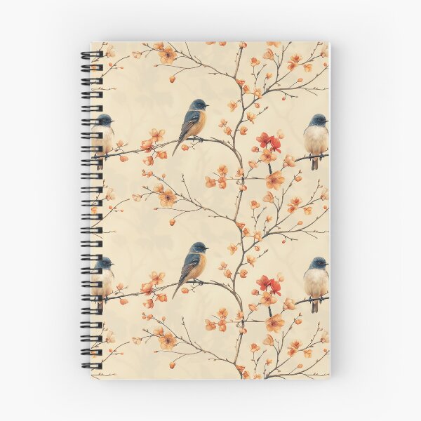 Item preview, Vintage Bluebird on Peach Blossom Branch Pattern designed and sold by NTGUILTY.