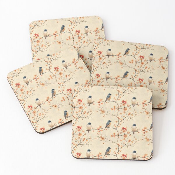 Item preview, Vintage Bluebird on Peach Blossom Branch Pattern designed and sold by NTGUILTY.