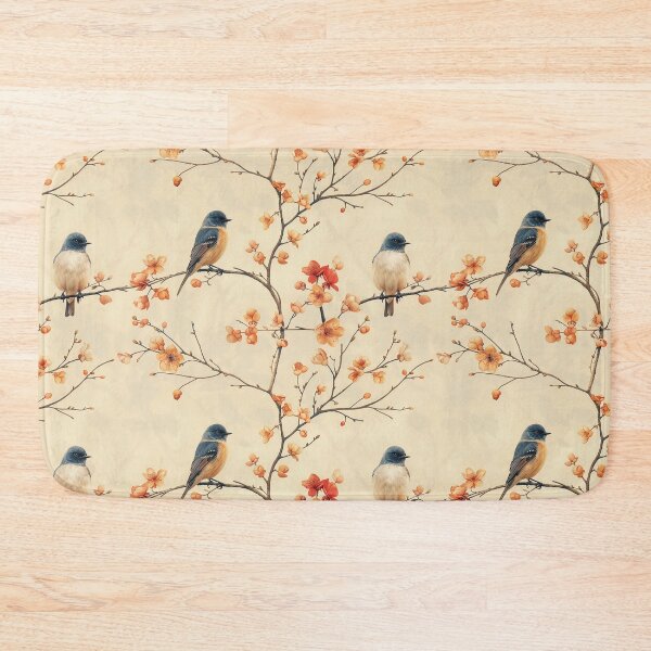 Item preview, Vintage Bluebird on Peach Blossom Branch Pattern designed and sold by NTGUILTY.