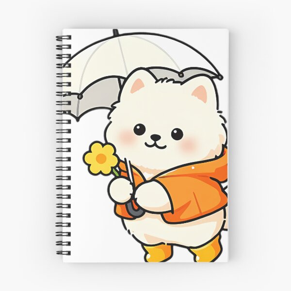 Item preview, Cute Fluffy Samoyed Puppy in Orange Slicker and Yellow Boots designed and sold by pumsquare.