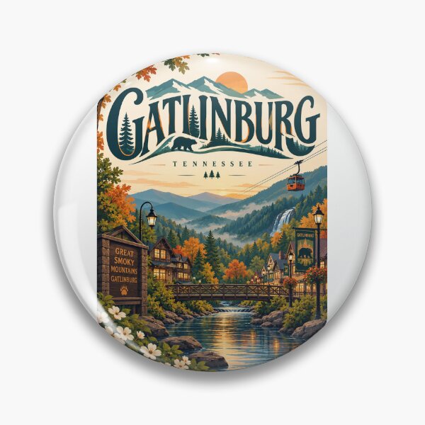 Item preview, Gatlinburg Tennessee Smoky Mountains Autumn Village and Tramway designed and sold by Aryabek.