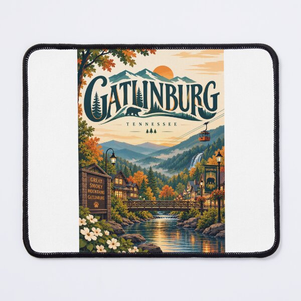 Item preview, Gatlinburg Tennessee Smoky Mountains Autumn Village and Tramway designed and sold by Aryabek.