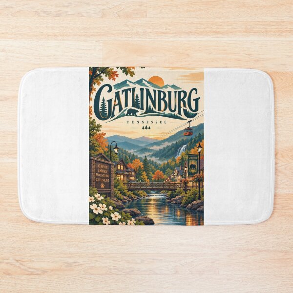 Item preview, Gatlinburg Tennessee Smoky Mountains Autumn Village and Tramway designed and sold by Aryabek.