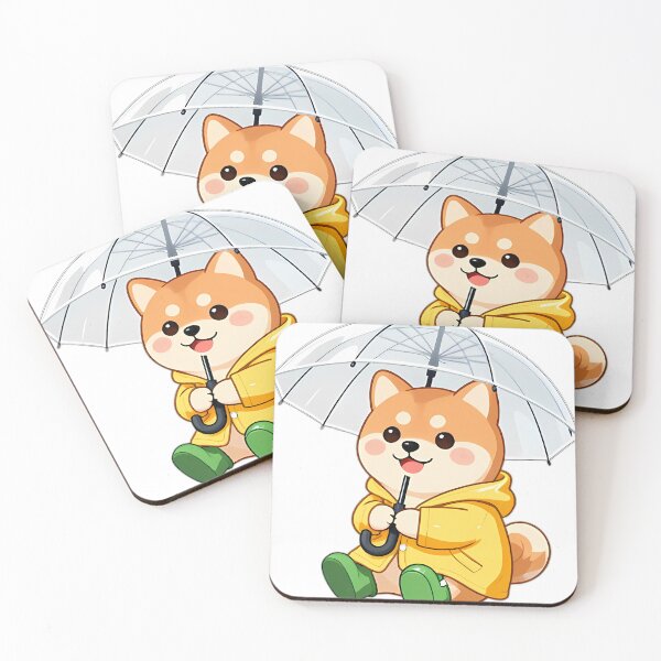 Item preview, Cute Shiba Inu in Yellow Raincoat and Green Boots designed and sold by pumsquare.