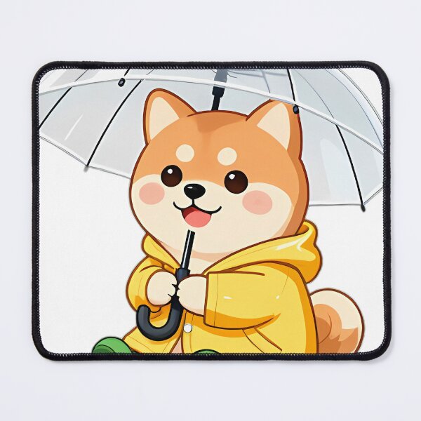 Item preview, Cute Shiba Inu in Yellow Raincoat and Green Boots designed and sold by pumsquare.