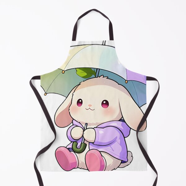 Item preview, Cute White Bunny in Lavender Slicker with Tulip Leaf Umbrella designed and sold by pumsquare.