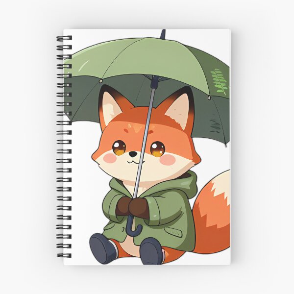 Item preview, Cute Red Fox in Olive Raincoat with Autumn Fern Umbrella designed and sold by pumsquare.