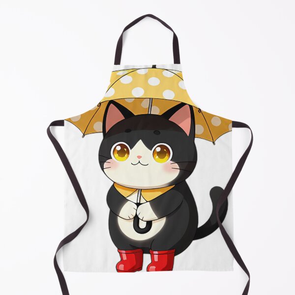 Item preview, Cute Tuxedo Kitten in Mustard Slicker and Red Boots designed and sold by pumsquare.