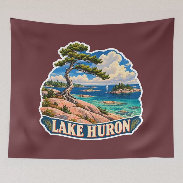 Item preview, Lake Huron Vintage Canadian Great Lakes Scenic Prints designed and sold by PinUpPizzazz.