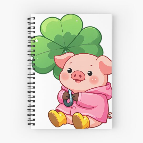 Item preview, Cute Baby Piglet in Pink Raincoat with Clover Umbrella designed and sold by pumsquare.