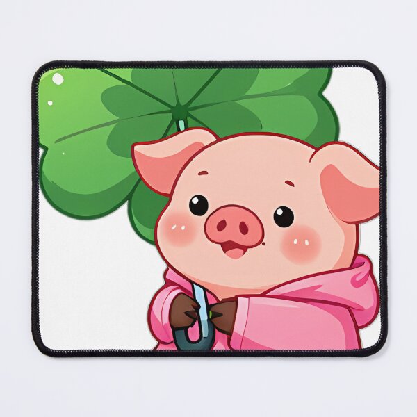 Item preview, Cute Baby Piglet in Pink Raincoat with Clover Umbrella designed and sold by pumsquare.