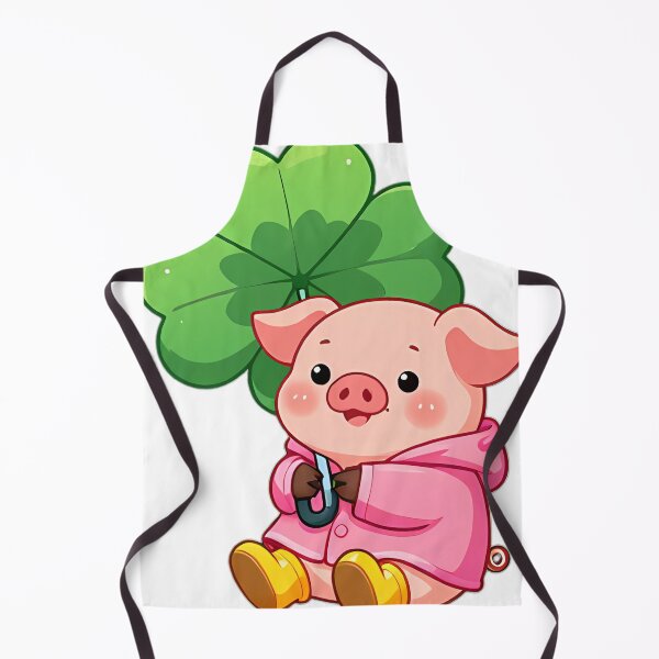 Item preview, Cute Baby Piglet in Pink Raincoat with Clover Umbrella designed and sold by pumsquare.