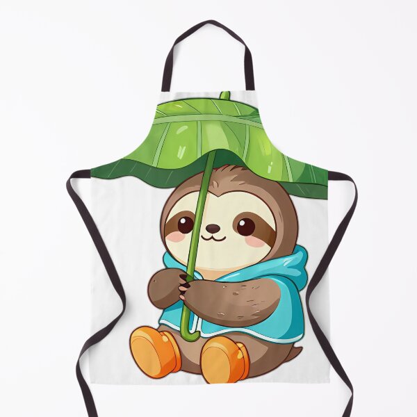Item preview, Cute Sloth in Turquoise Slicker with Banana Leaf Umbrella designed and sold by pumsquare.