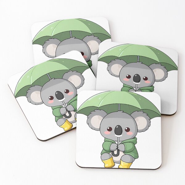 Item preview, Cute Koala Cub in Green Slicker with Gum Leaf Umbrella designed and sold by pumsquare.