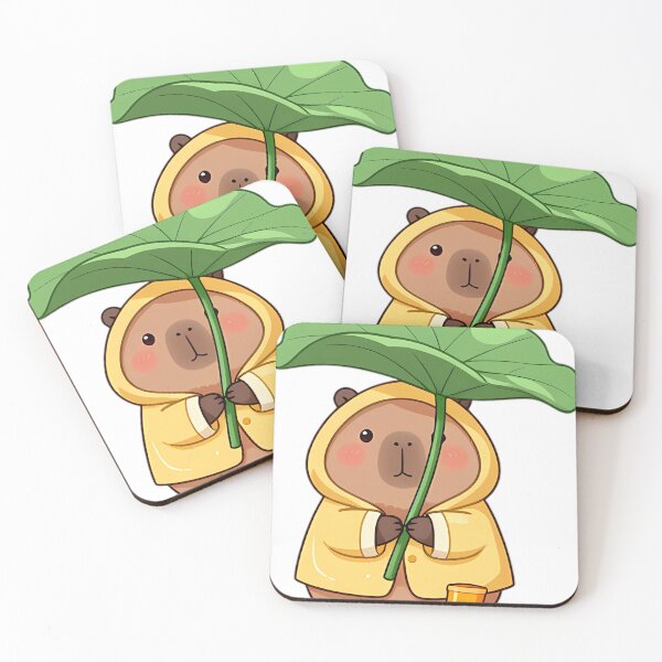 Item preview, Cute Capybara in Yellow Raincoat with Lotus Leaf Umbrella designed and sold by pumsquare.