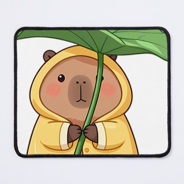 Item preview, Cute Capybara in Yellow Raincoat with Lotus Leaf Umbrella designed and sold by pumsquare.