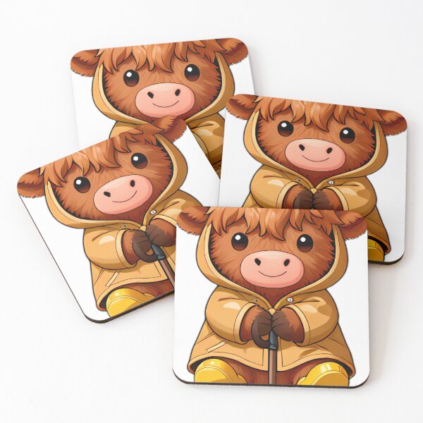 Item preview, Cute Highland Cow Calf in Brown Slicker and Yellow Boots designed and sold by pumsquare.