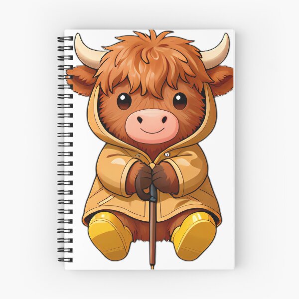 Item preview, Cute Highland Cow Calf in Brown Slicker and Yellow Boots designed and sold by pumsquare.