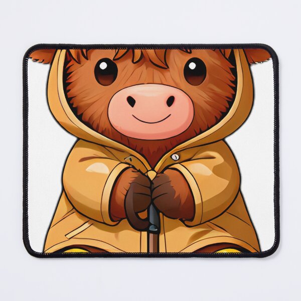Item preview, Cute Highland Cow Calf in Brown Slicker and Yellow Boots designed and sold by pumsquare.