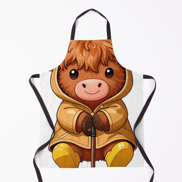 Item preview, Cute Highland Cow Calf in Brown Slicker and Yellow Boots designed and sold by pumsquare.