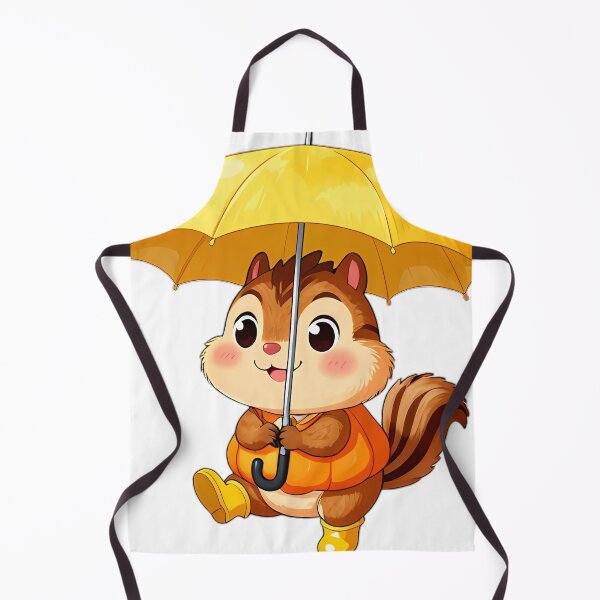 Item preview, Cute Chipmunk in Orange Slicker with Sunflower Petal Umbrella designed and sold by pumsquare.