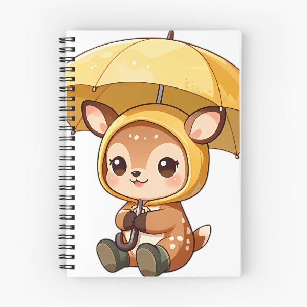 Item preview, Cute Baby Fawn in Golden Slicker with Forest Fern Umbrella designed and sold by pumsquare.