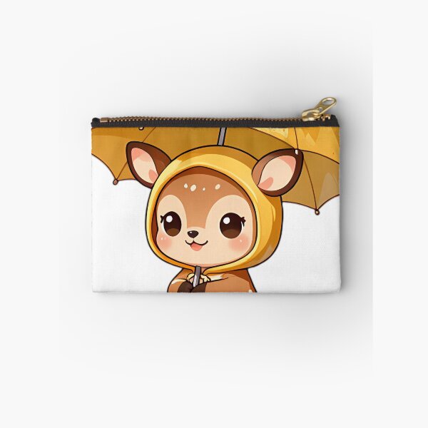 Item preview, Cute Baby Fawn in Golden Slicker with Forest Fern Umbrella designed and sold by pumsquare.