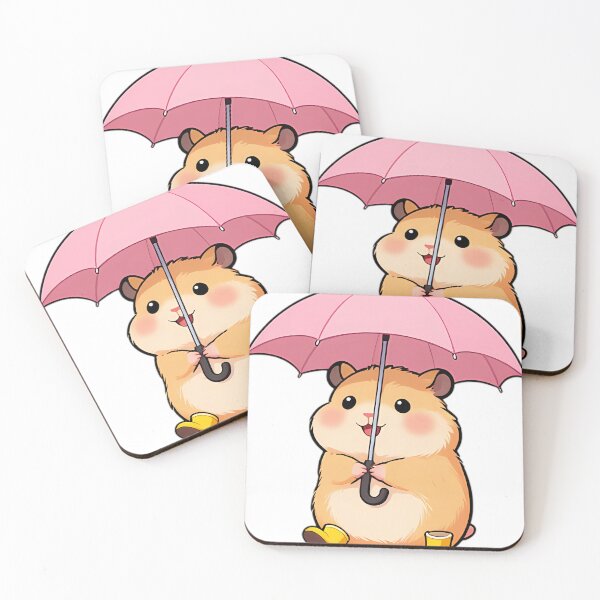 Item preview, Cute Hamster in Peach Slicker with Mini Pink Umbrella designed and sold by pumsquare.