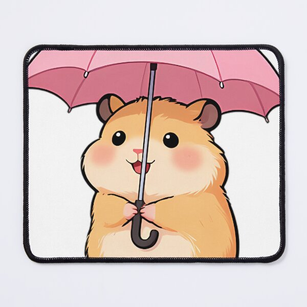 Item preview, Cute Hamster in Peach Slicker with Mini Pink Umbrella designed and sold by pumsquare.