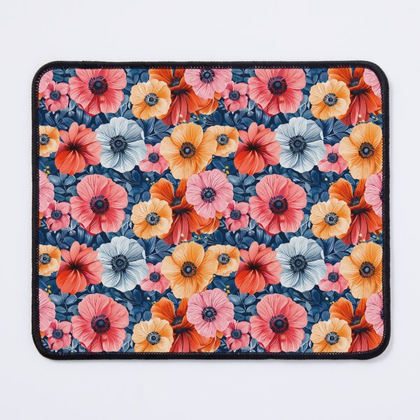 Item preview, Bold Coral and Blue Anemone Floral Pattern designed and sold by NTGUILTY.