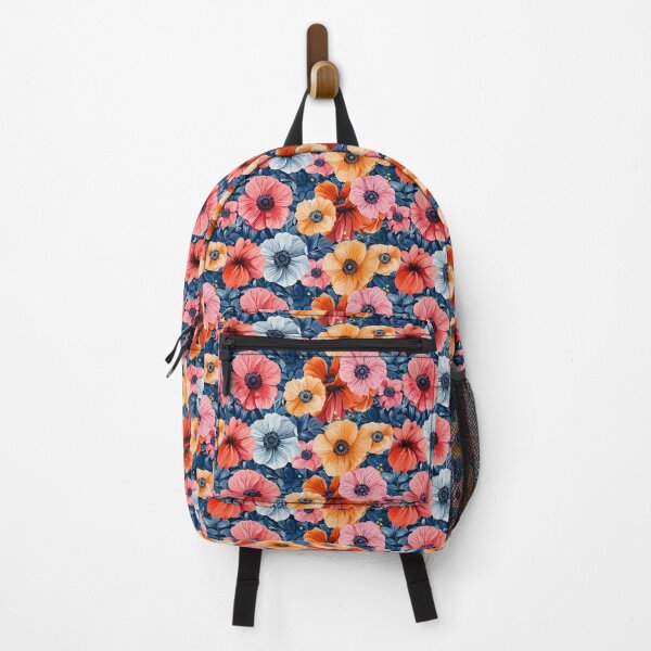 Item preview, Bold Coral and Blue Anemone Floral Pattern designed and sold by NTGUILTY.