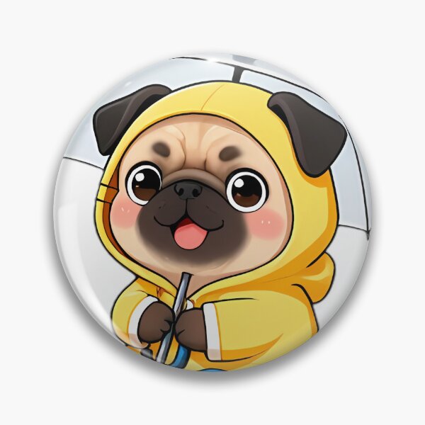 Item preview, Cute Pug Puppy in Yellow Raincoat and Blue Boots designed and sold by pumsquare.