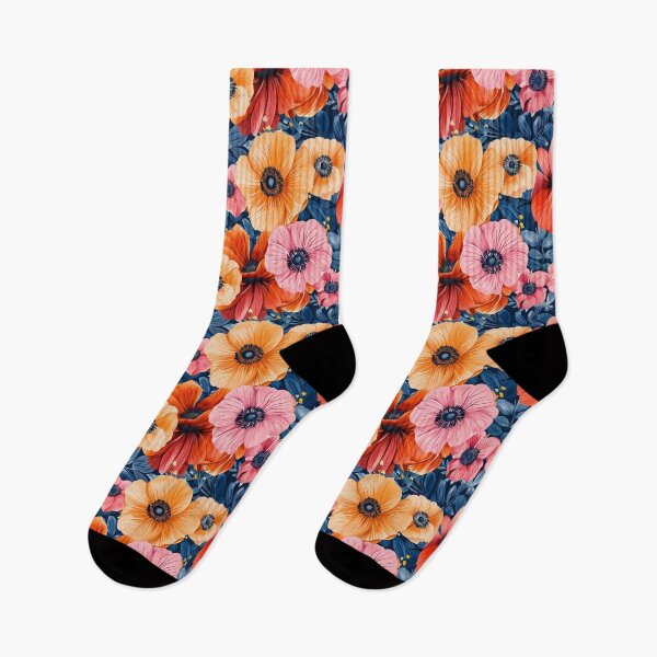 Item preview, Bold Coral and Blue Anemone Floral Pattern designed and sold by NTGUILTY.