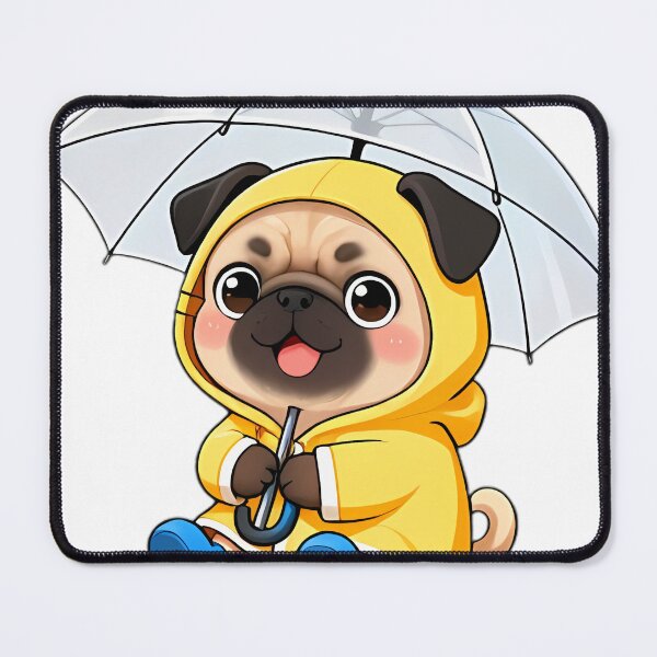 Item preview, Cute Pug Puppy in Yellow Raincoat and Blue Boots designed and sold by pumsquare.