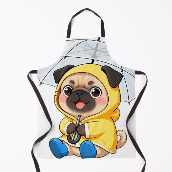 Item preview, Cute Pug Puppy in Yellow Raincoat and Blue Boots designed and sold by pumsquare.