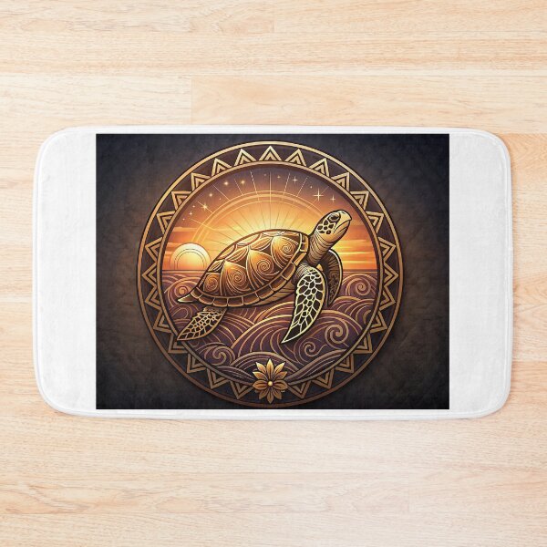 Item preview, Sea Turtle Golden Medallion — Ancestral Wisdom at Twilight designed and sold by Hawaii26.