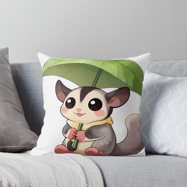 Item preview, Cute Sugar Glider in Pastel Yellow Slicker with Curved Leaf Umbrella designed and sold by pumsquare.