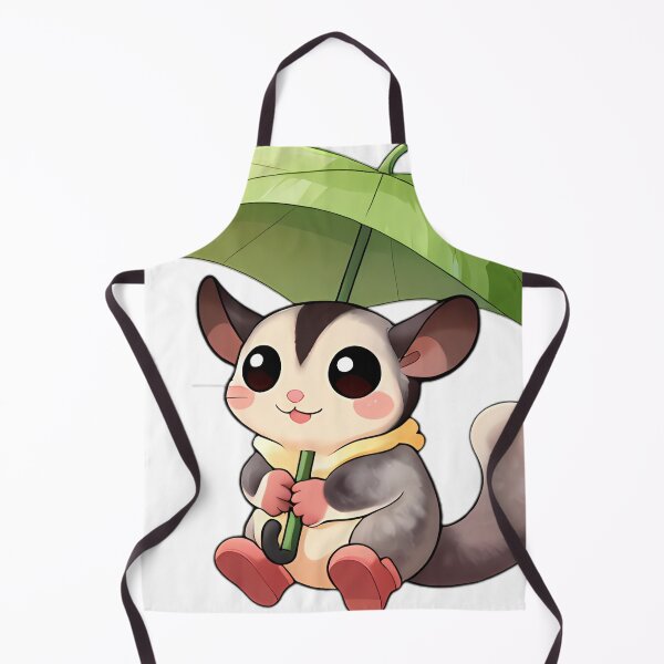 Item preview, Cute Sugar Glider in Pastel Yellow Slicker with Curved Leaf Umbrella designed and sold by pumsquare.