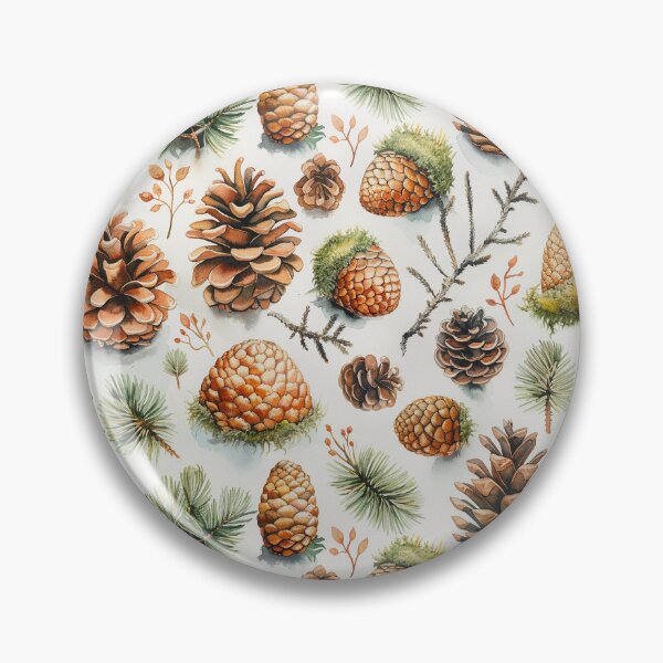 Item preview, Watercolor Pinecones and Moss Botanical Pattern designed and sold by NTGUILTY.