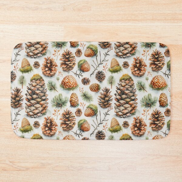 Item preview, Watercolor Pinecones and Moss Botanical Pattern designed and sold by NTGUILTY.