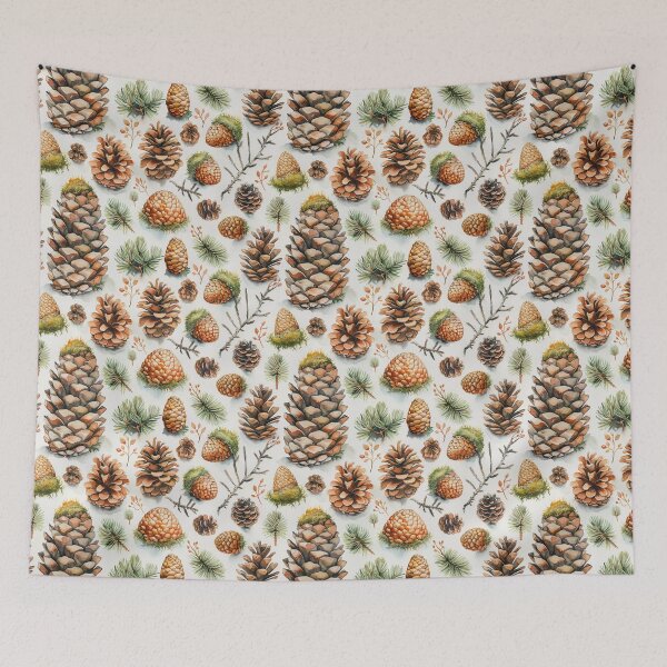Item preview, Watercolor Pinecones and Moss Botanical Pattern designed and sold by NTGUILTY.