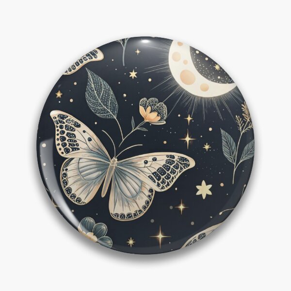 Item preview, Moonlit Butterfly Garden – Celestial Botanical Night Pattern designed and sold by NinthLantern.