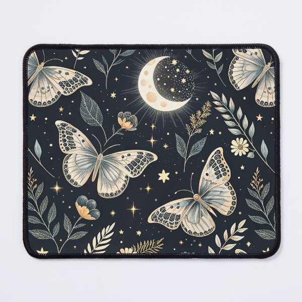 Item preview, Moonlit Butterfly Garden – Celestial Botanical Night Pattern designed and sold by NinthLantern.